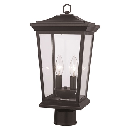 TRANS GLOBE 2Lt Outd Post Lantern Torch Me 50777 BK